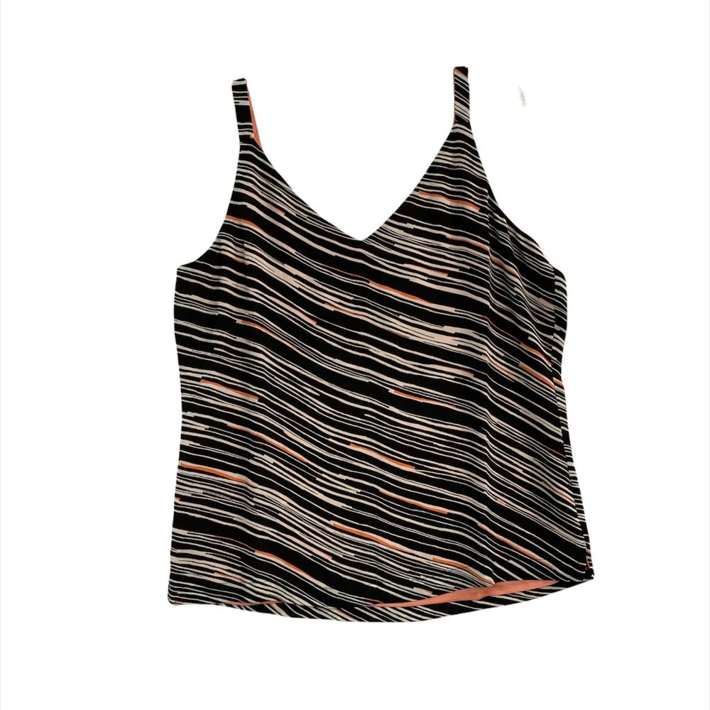 White House Black Market Top Women's Medium Sleeveless Blouse V Neck Stripe New